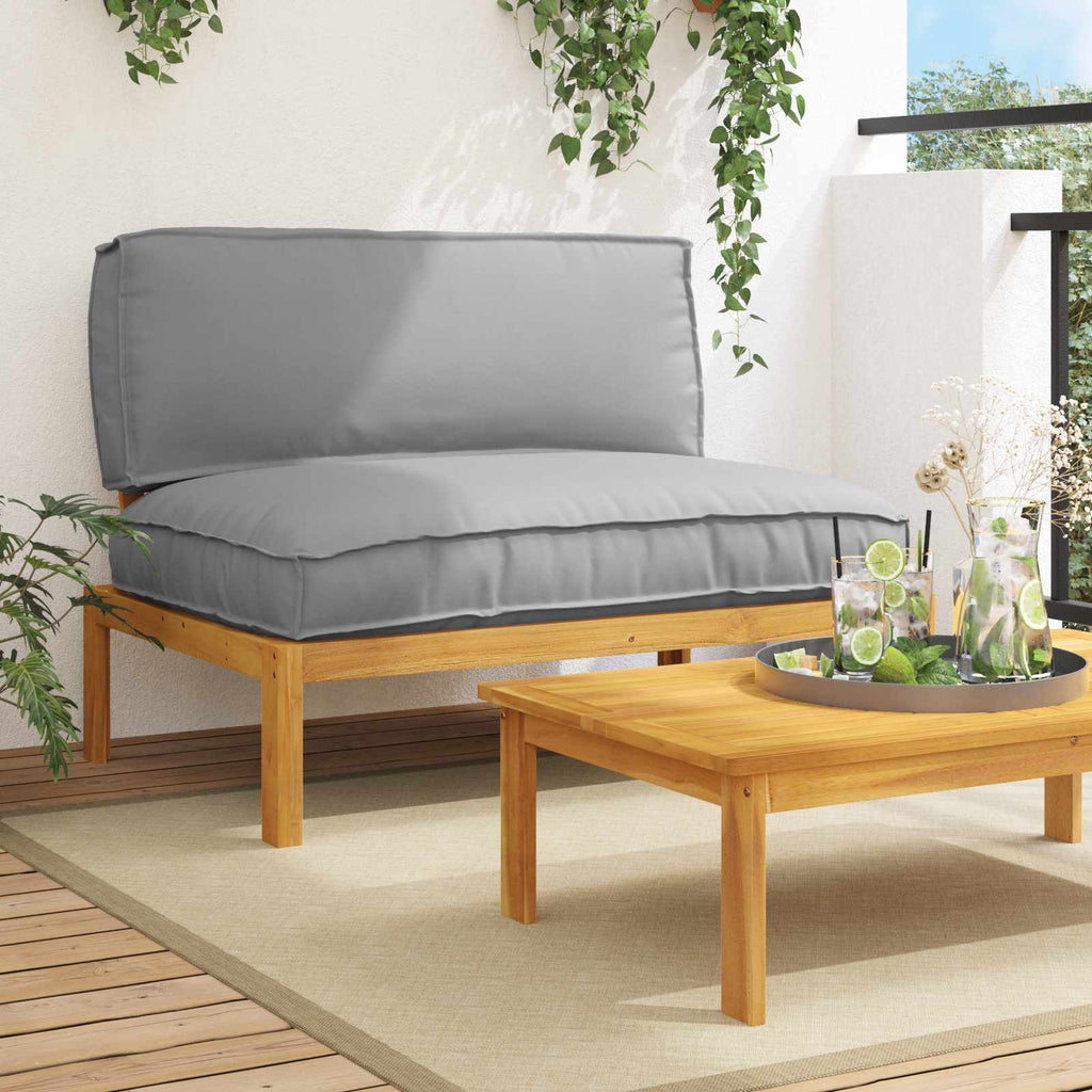 Sofa Set mit Kissen Uni Grau 120 x 92 x 69 cm Massivholz Akazie