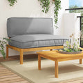 Sofa Set mit Kissen Uni Grau 120 x 92 x 69 cm Massivholz Akazie