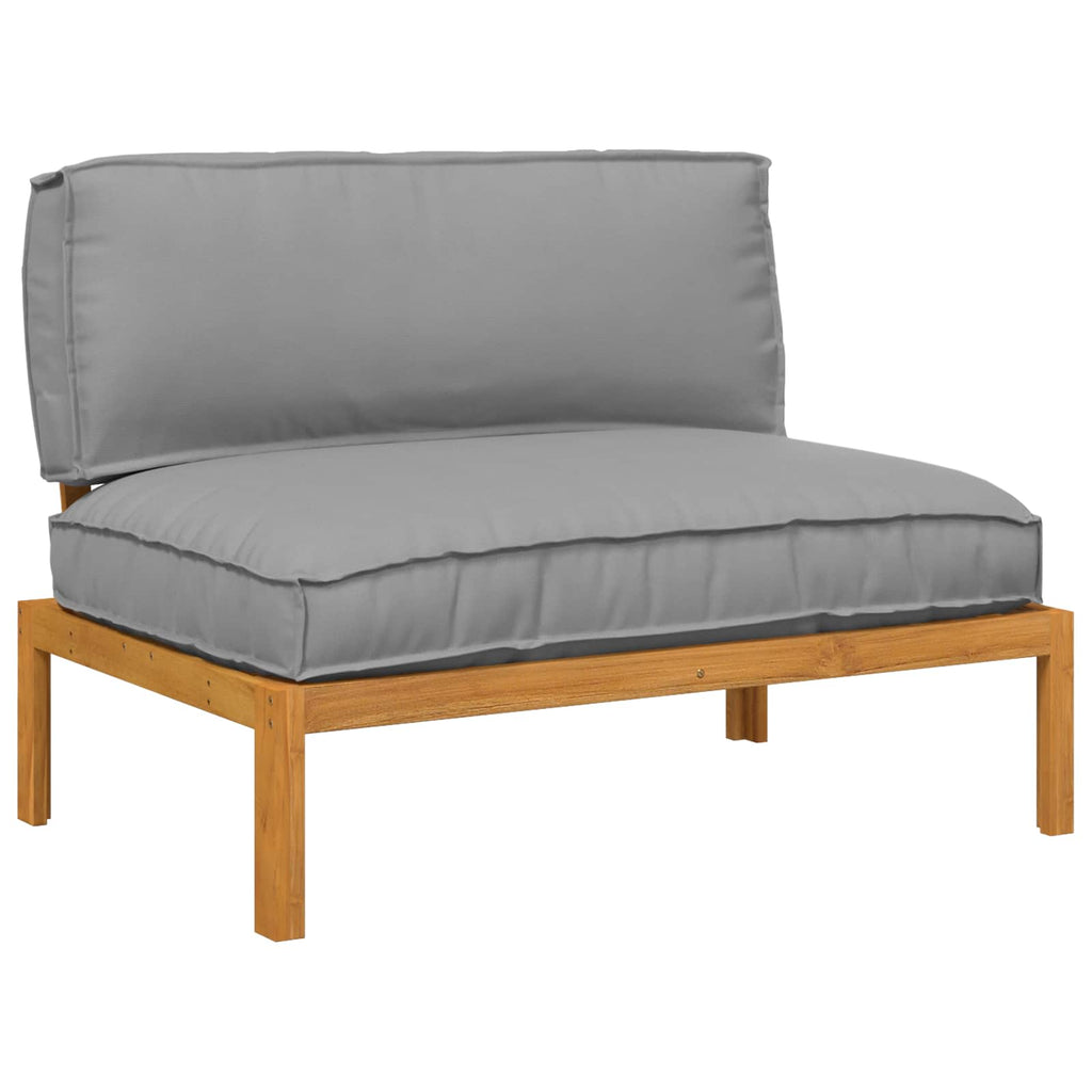 Sofa Set mit Kissen Uni Grau 120 x 92 x 69 cm Massivholz Akazie