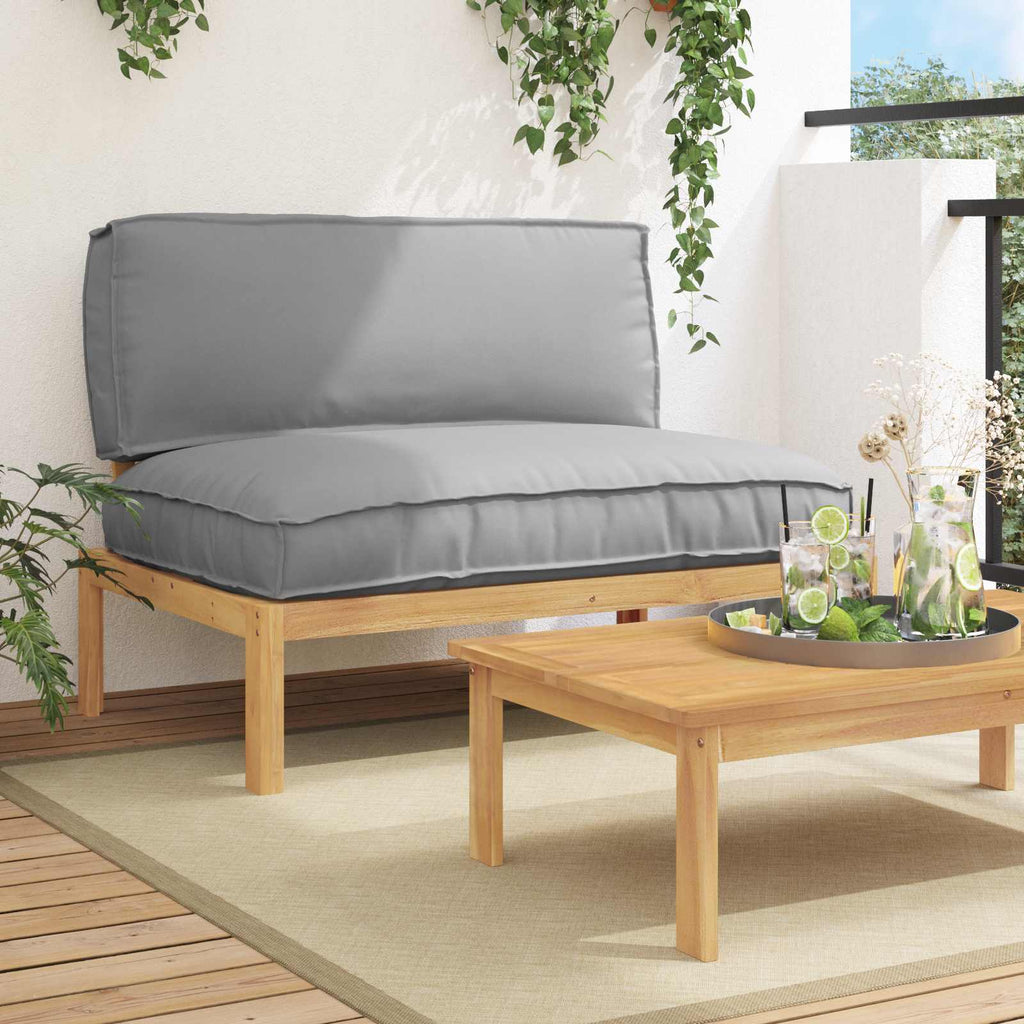 Sofa Set mit Kissen Uni Grau 120 x 92 x 69 cm Massivholz Akazie