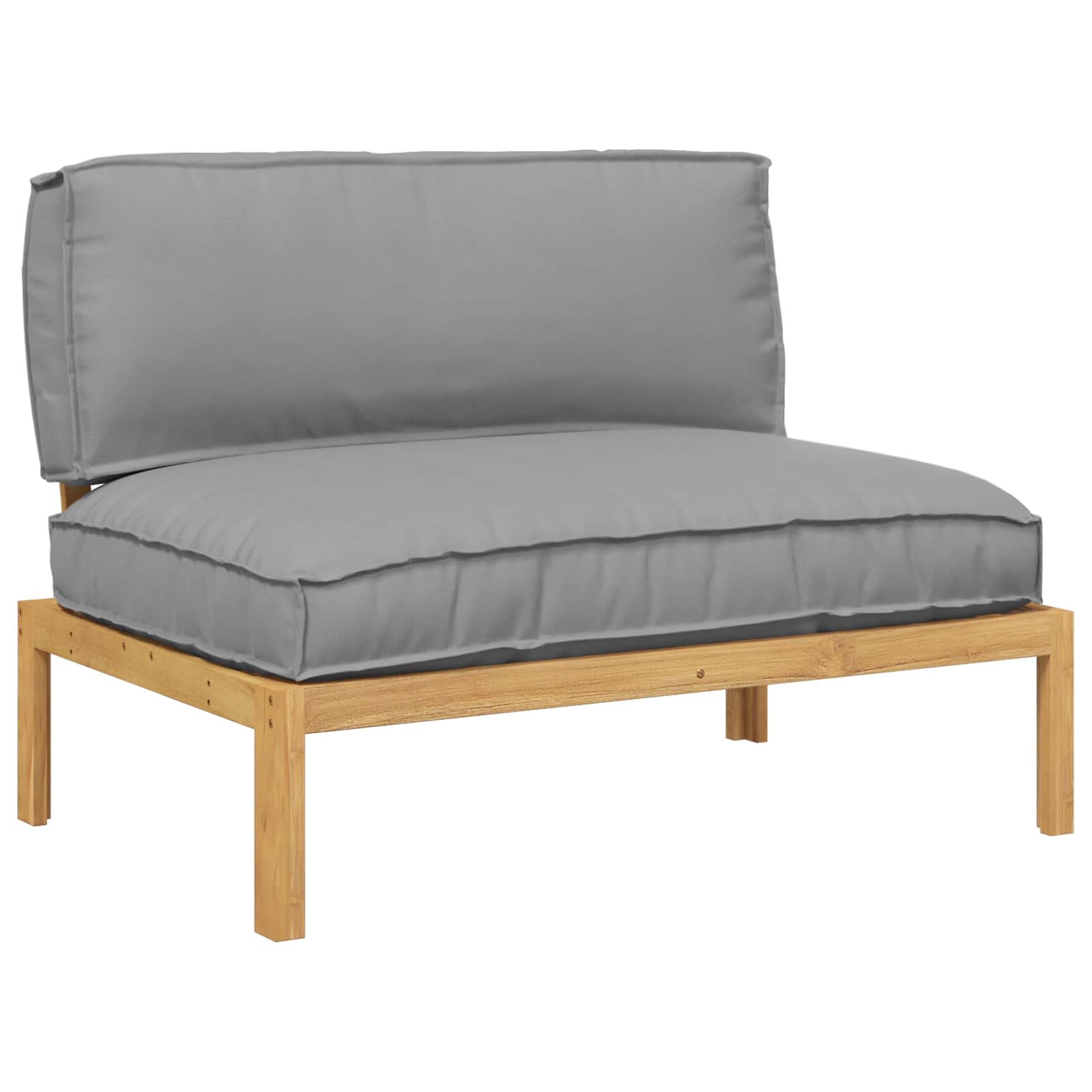 Sofa Set mit Kissen Uni Grau 120 x 92 x 69 cm Massivholz Akazie