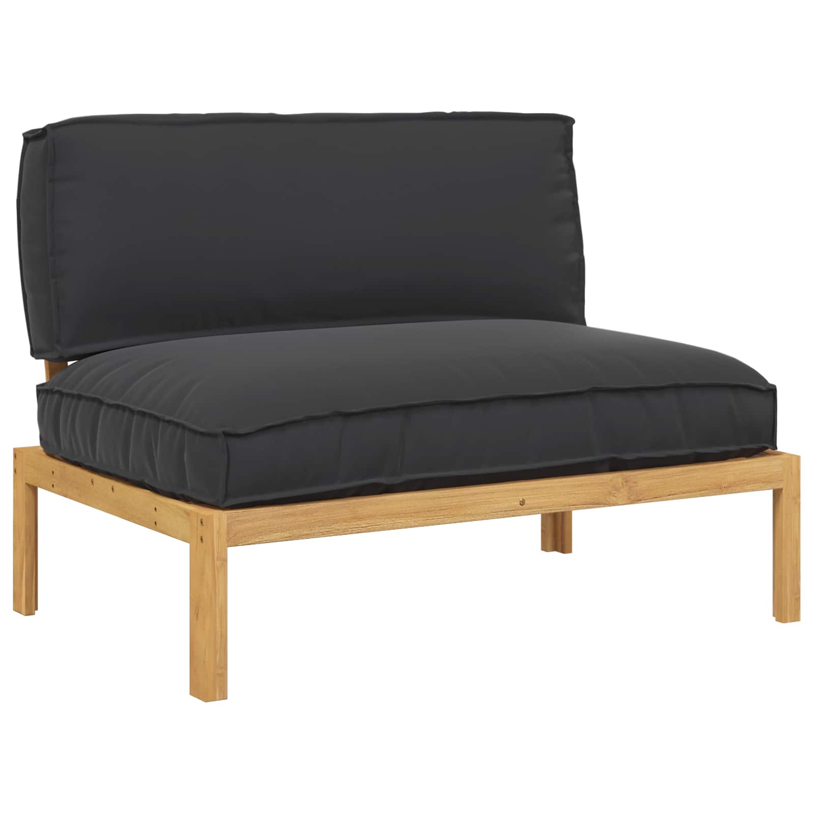 Sofa Set mit Kissen Schwarz 120 x 92 x 69 cm Massivholz Akazie
