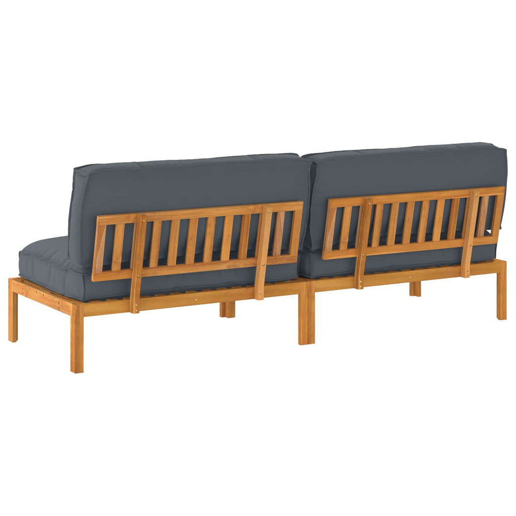 Sofa Set mit Kissen Uni 2 pcs Anthrazit Massivholz Akazie