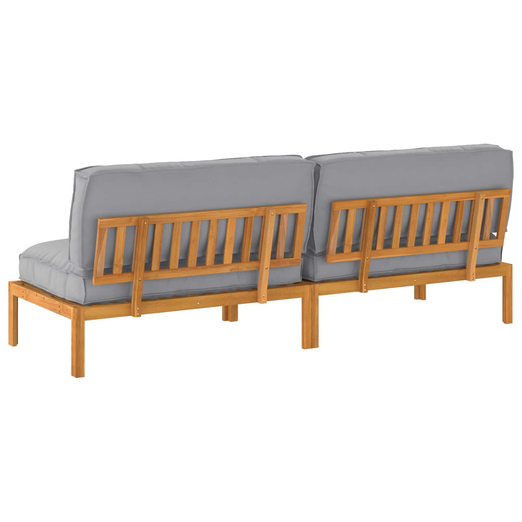 Sofa Set mit Kissen Uni 2 pcs Grau Massivholz Akazie