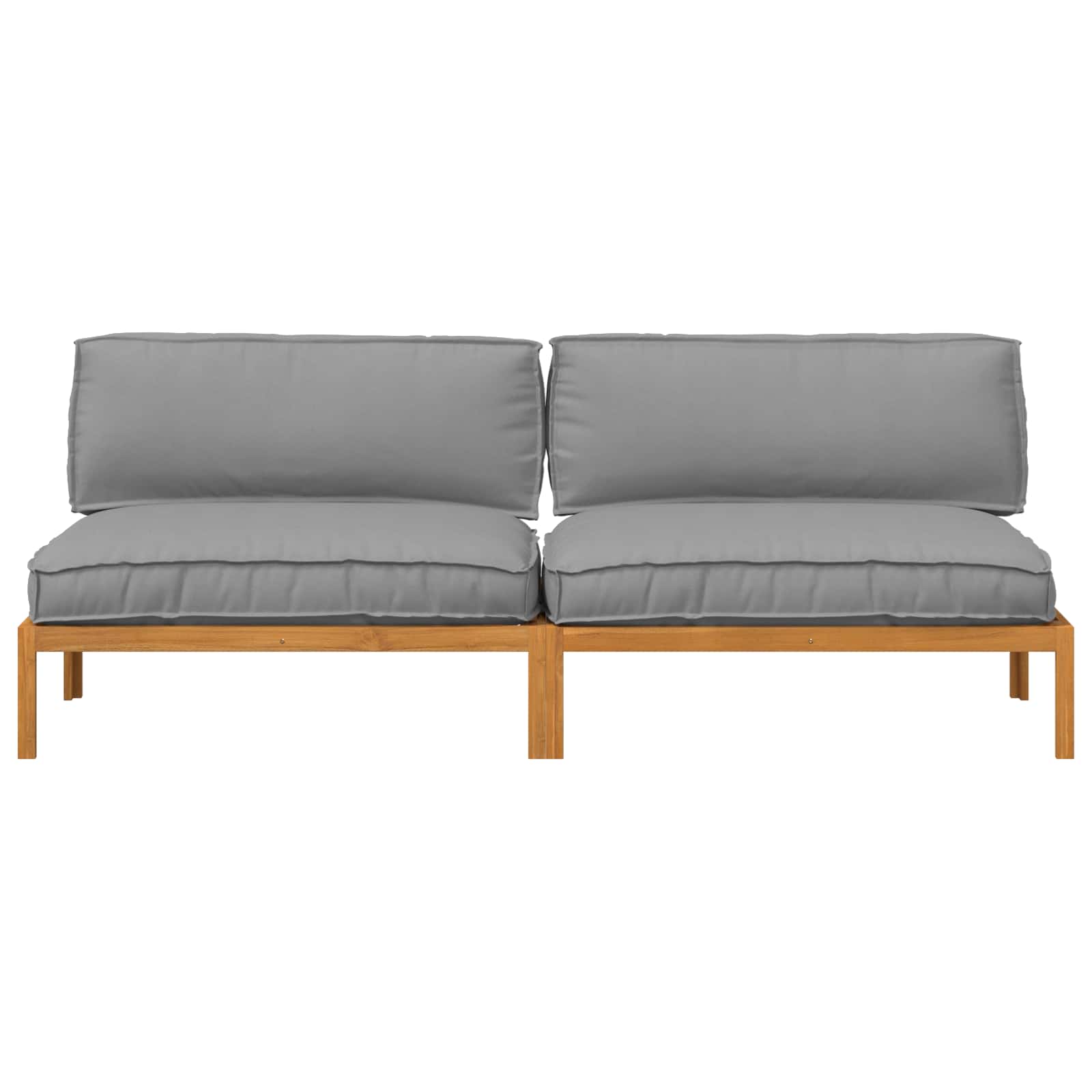 Sofa Set mit Kissen Uni 2 pcs Grau Massivholz Akazie