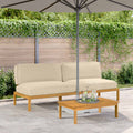 Sofa Set mit Kissen Uni 2 pcs Beige Massivholz Akazie