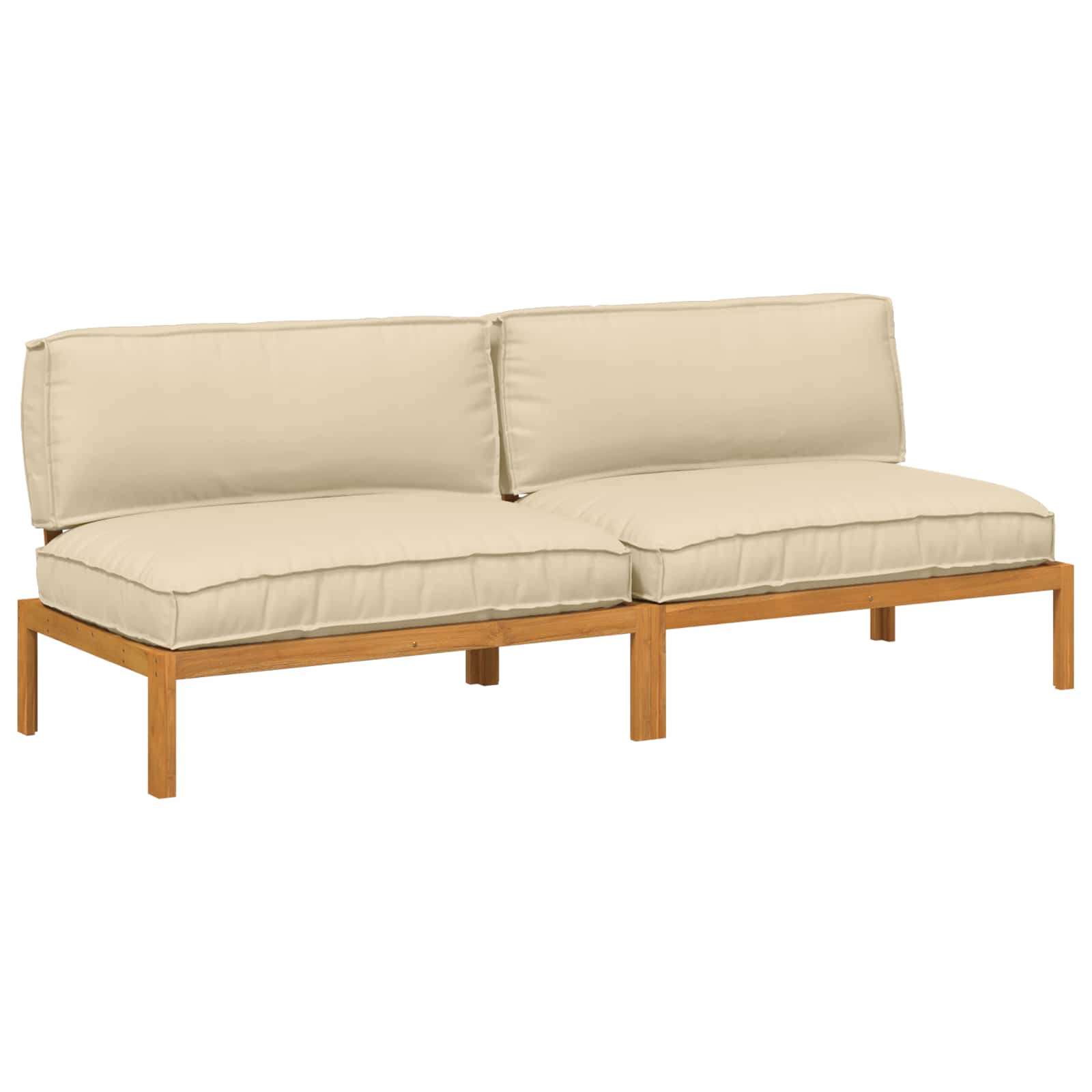 Sofa Set mit Kissen Uni 2 pcs Beige Massivholz Akazie