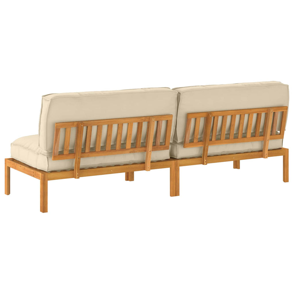 Sofa Set mit Kissen Uni 2 pcs Beige Massivholz Akazie