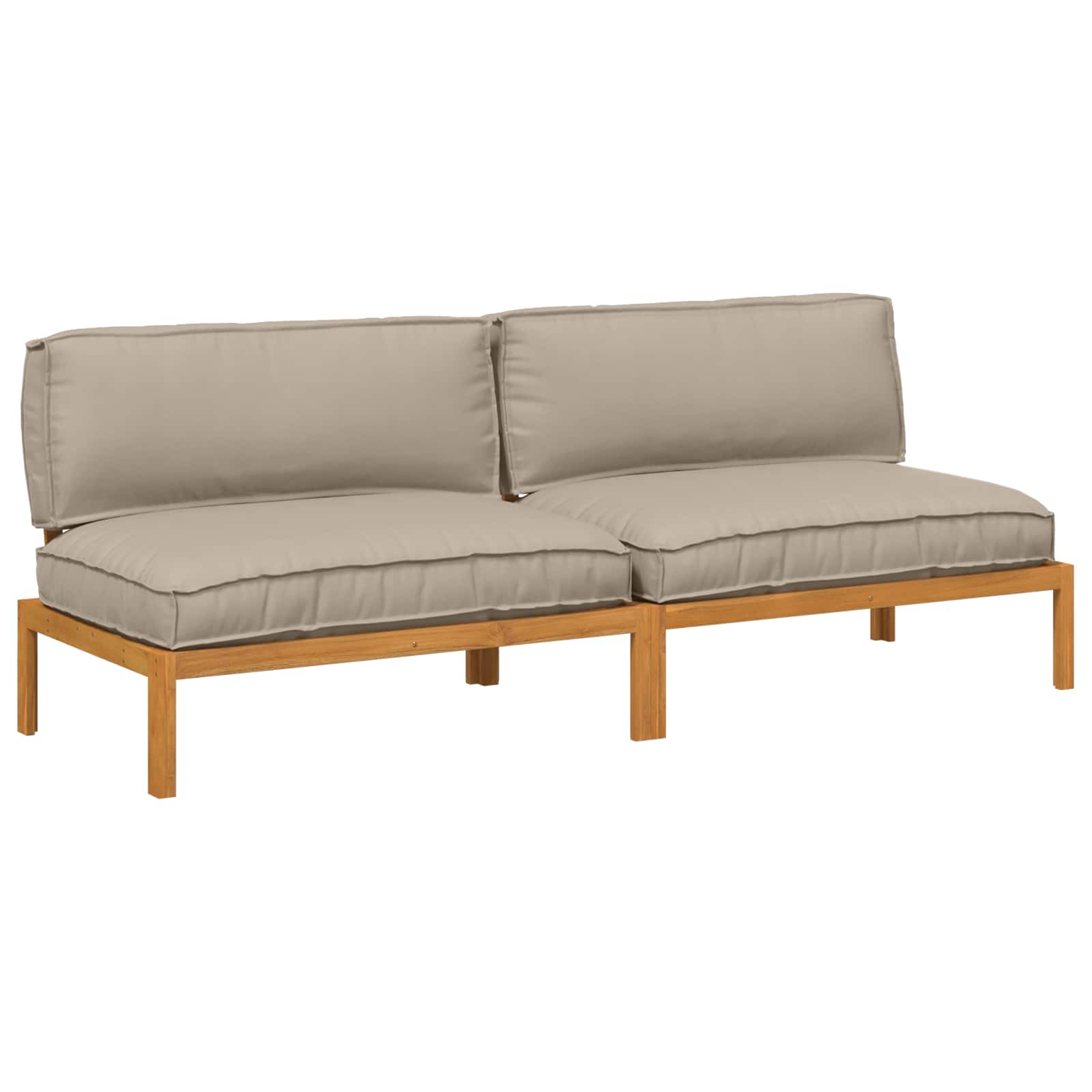 Sofa Set mit Kissen Taupe 240 x 92 x 69 cm Massivholz Akazie