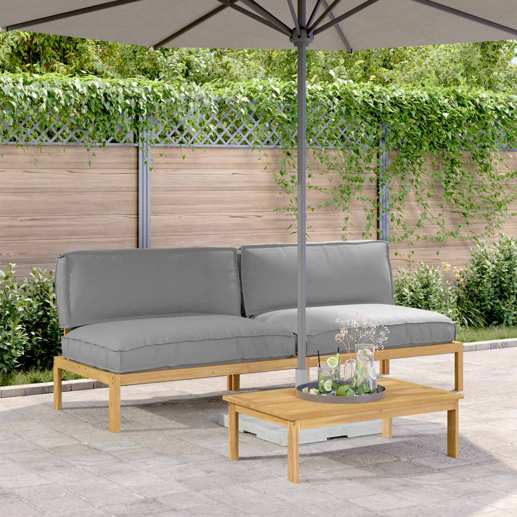 Sofa Set mit Kissen Uni 2 pcs Grau Massivholz Akazie
