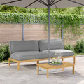Sofa Set mit Kissen Uni 2 pcs Grau Massivholz Akazie