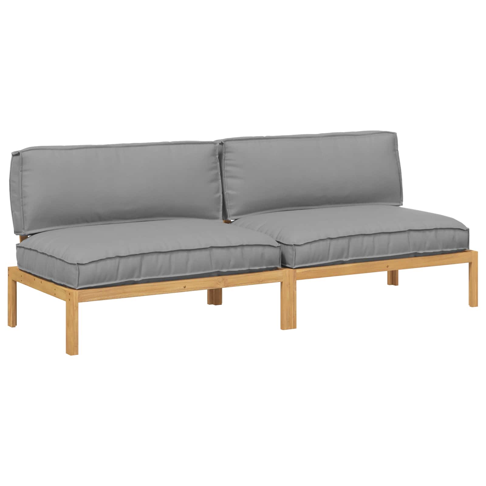 Sofa Set mit Kissen Uni 2 pcs Grau Massivholz Akazie