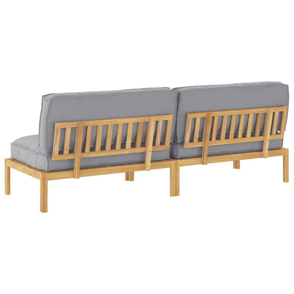 Sofa Set mit Kissen Uni 2 pcs Grau Massivholz Akazie