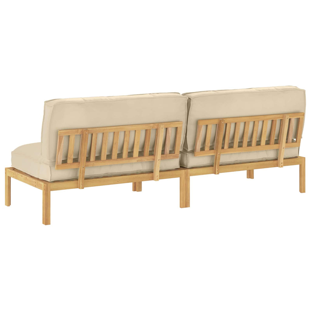 Sofa Set mit Kissen Beige 240 x 92 x 69 cm Massivholz Akazie