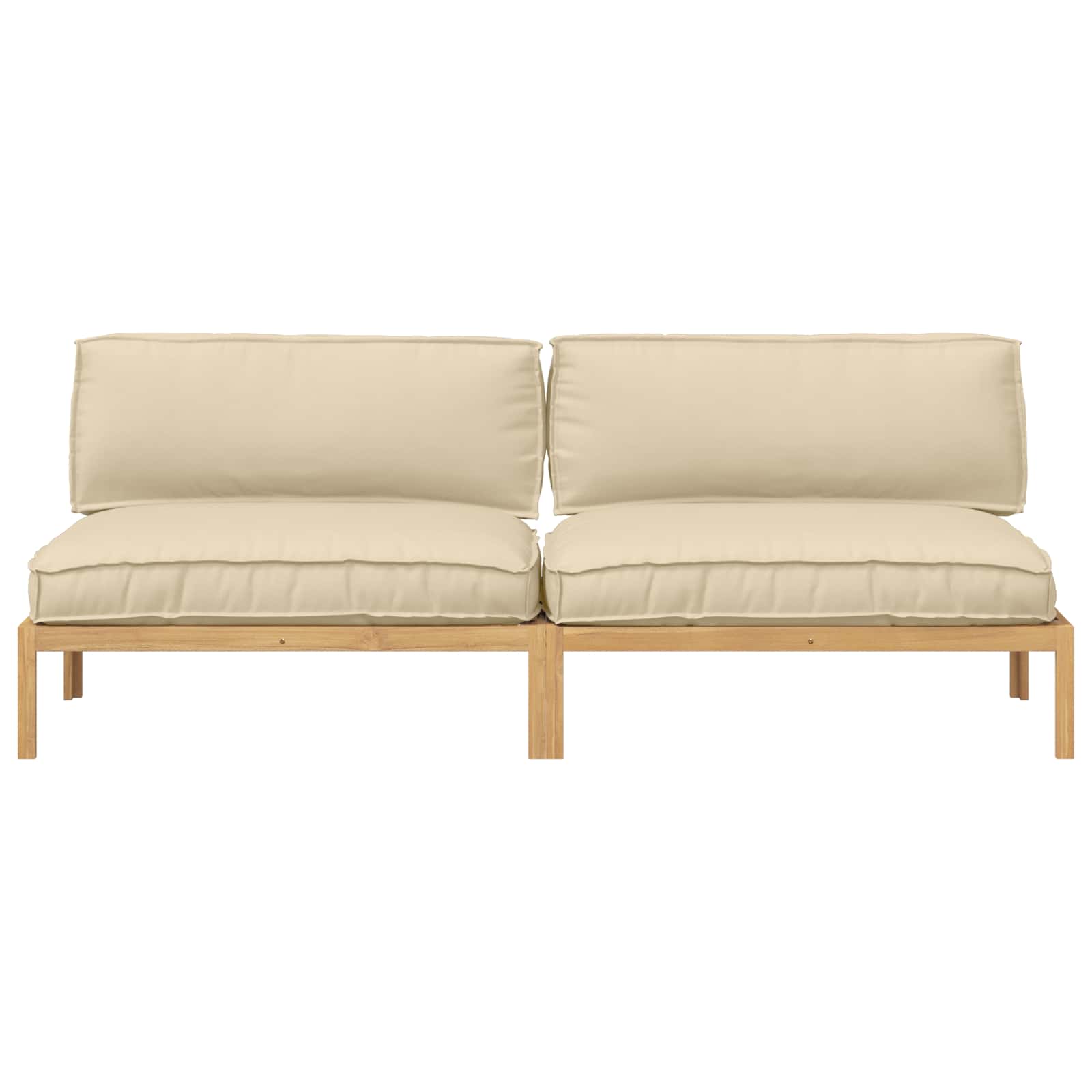 Sofa Set mit Kissen Beige 240 x 92 x 69 cm Massivholz Akazie