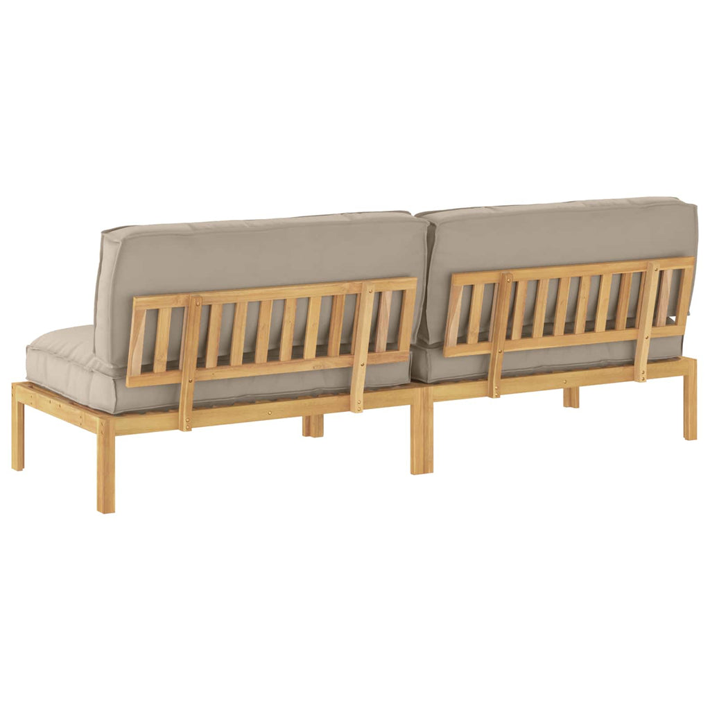 Sofa Set mit Kissen Uni 2 pcs Taupe Massivholz Akazie