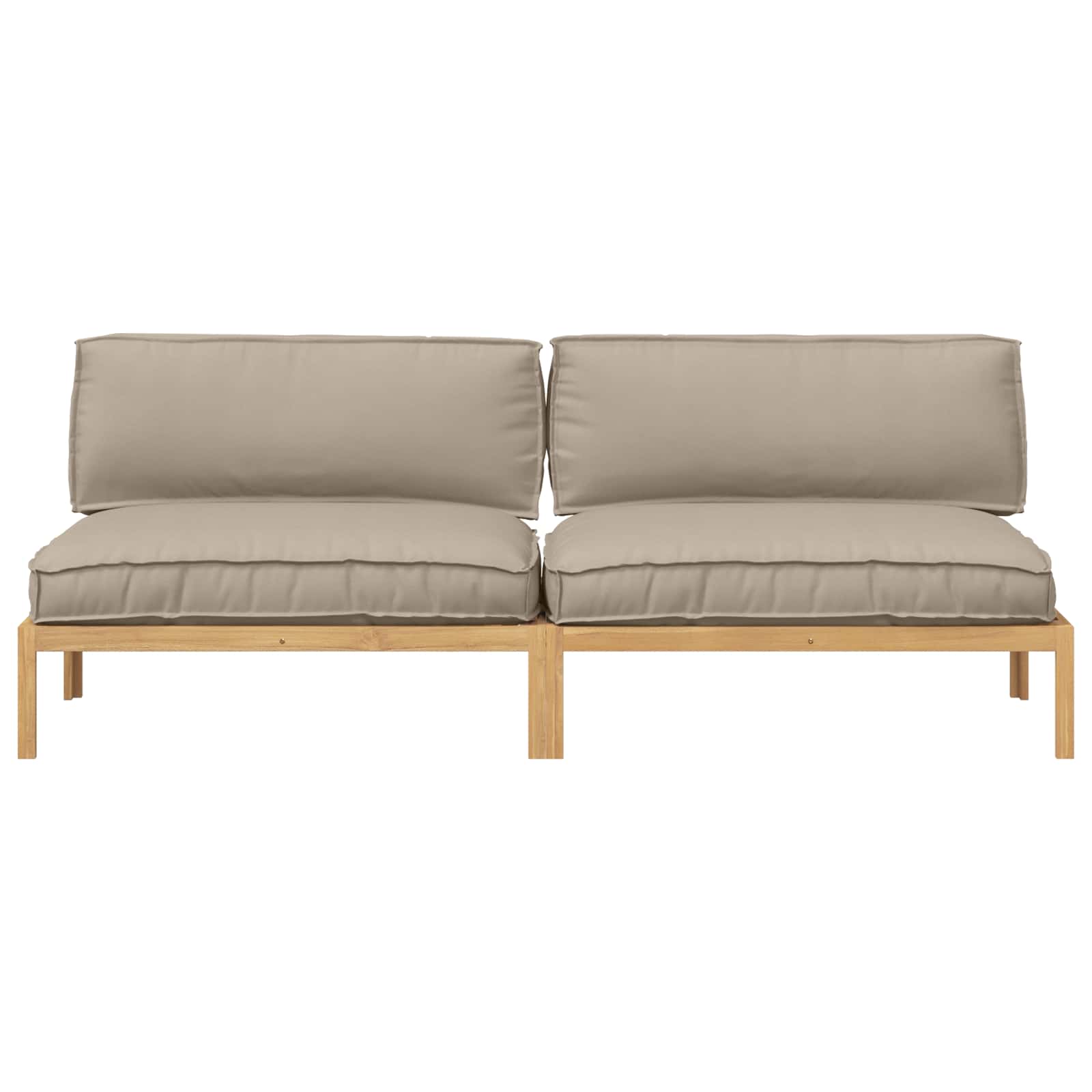 Sofa Set mit Kissen Uni 2 pcs Taupe Massivholz Akazie