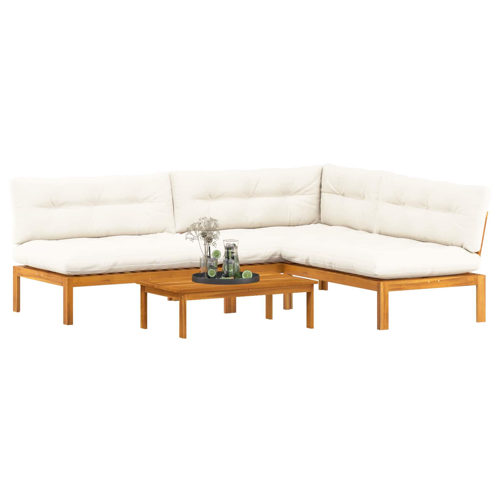 4 Stück Garten Pallet Sofa Einheiten Massivholz Akazie Natur
