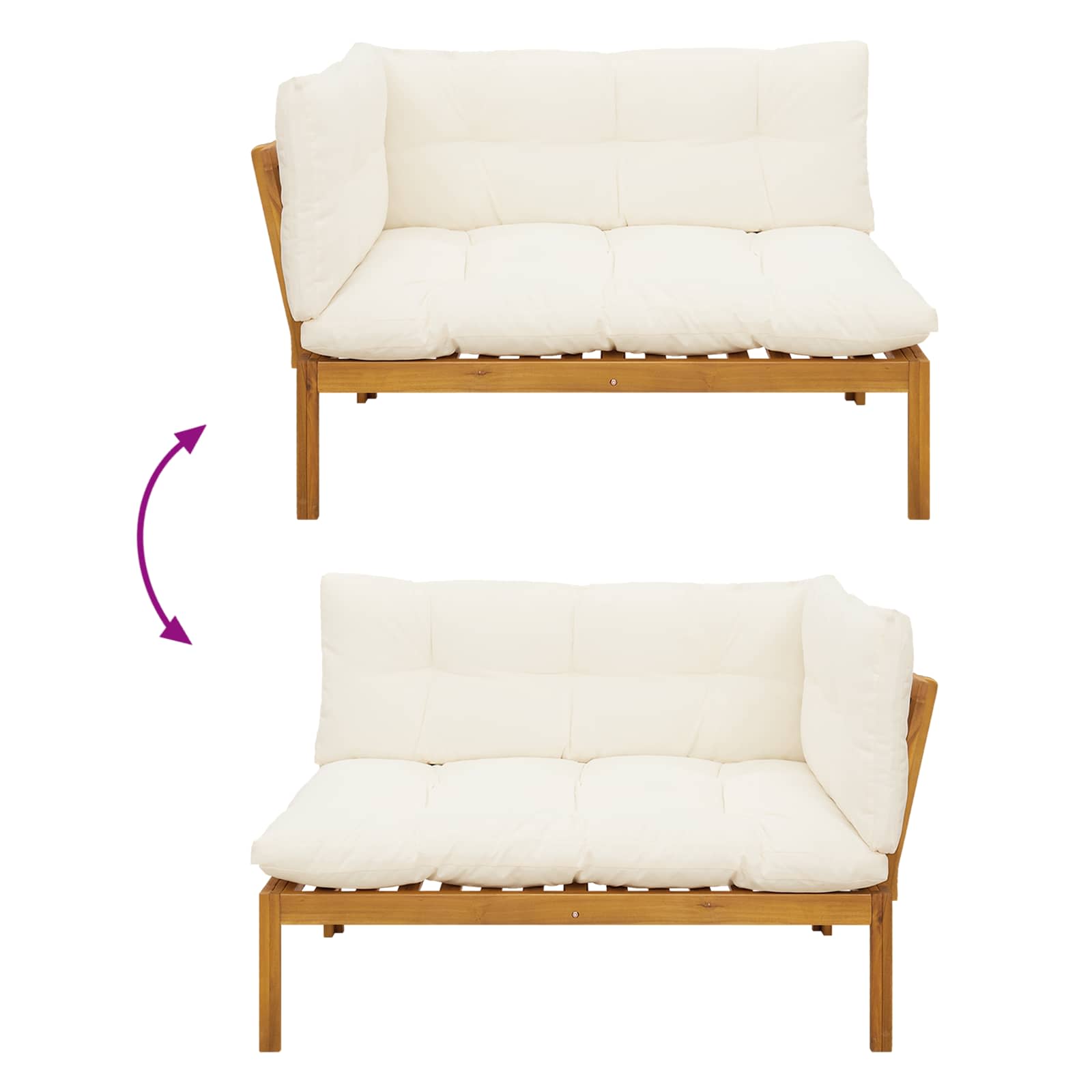 Garten Pallet Sofa Einheiten 2 Stück Natürlich und Cremweiß