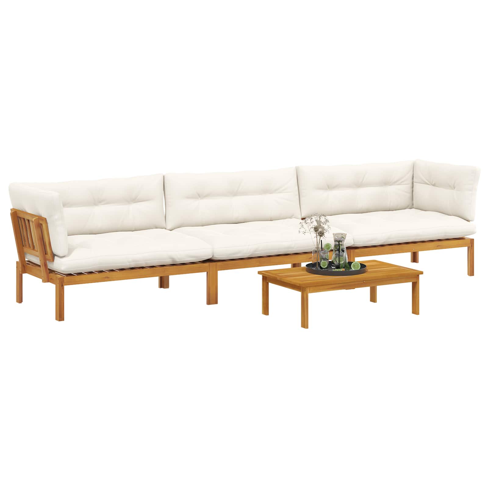 4 Stück Garten Pallet Sofa Einheiten Massivholz Akazie Natur