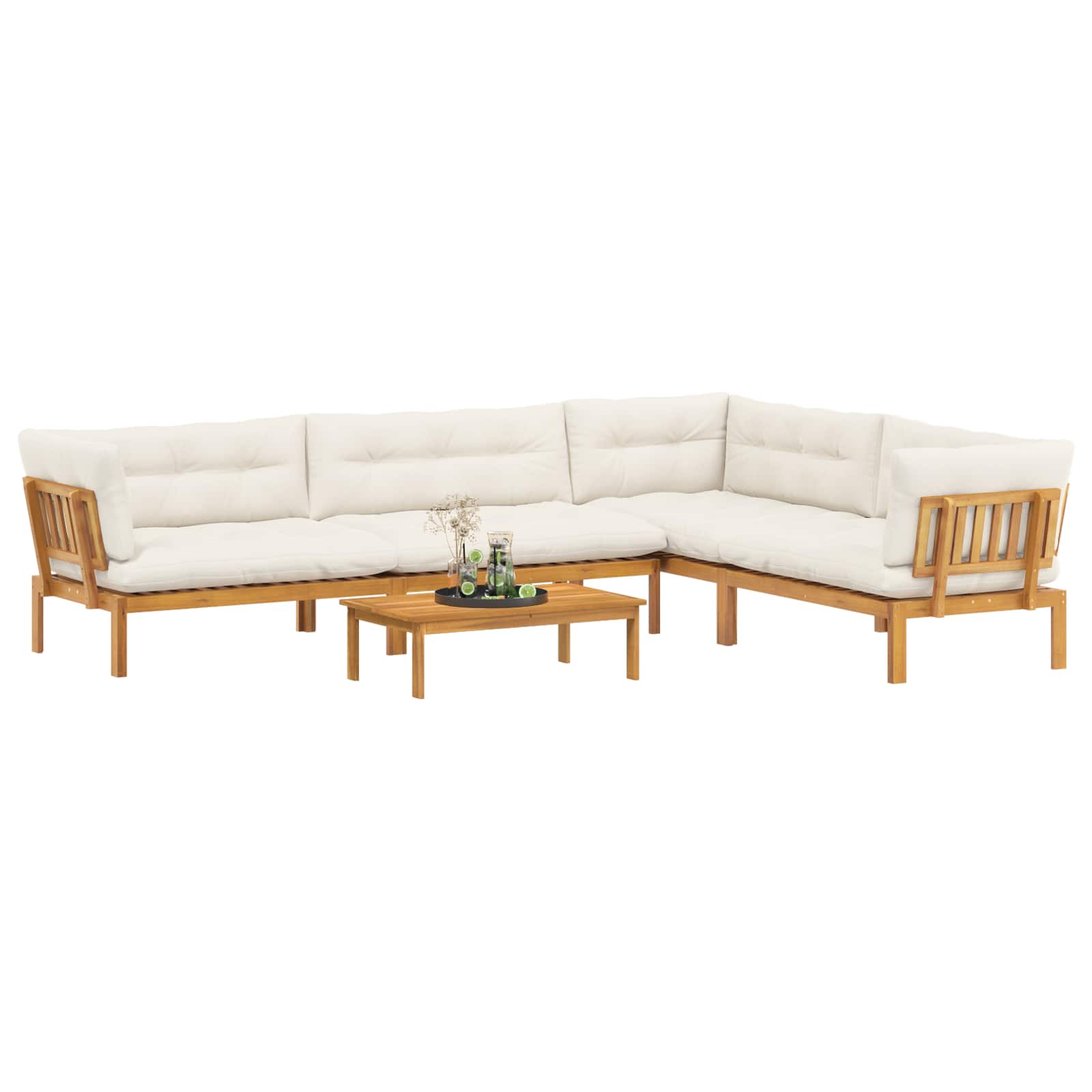5 Stück Garten Pallet Sofa Einheiten Massivholz Akazie Natur