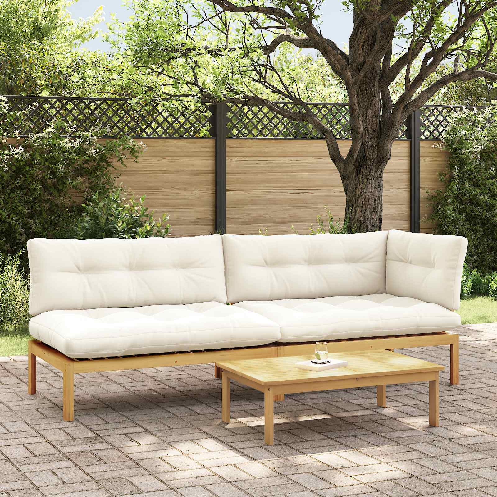 3 Stück Garten Pallet Sofa Einheiten Massivholz Akazie