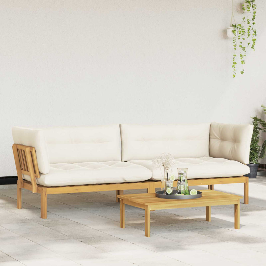 Garten Pallet Sofa Einheiten 2 Stück Hellbraun und Cremeweiß