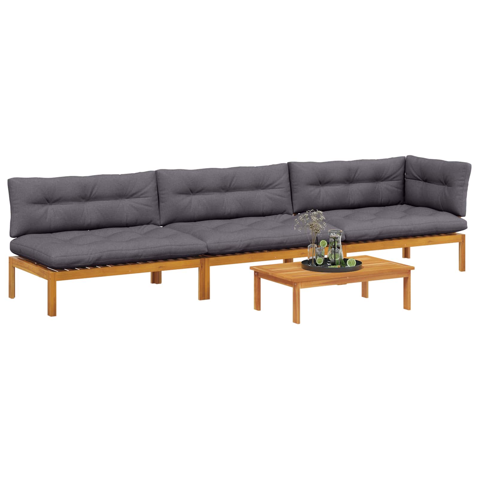 4 Stück Garten Pallet Sofa Einheiten Massivholz Akazie Natur