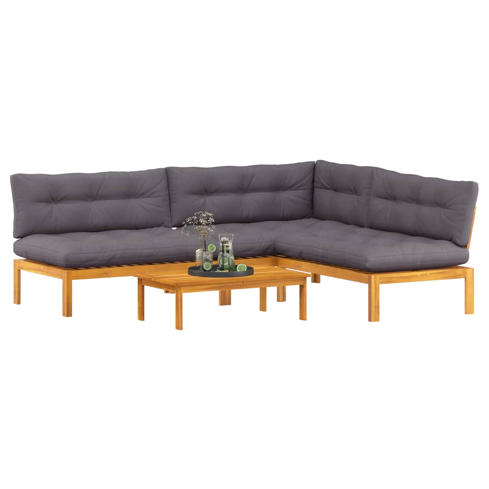 4 Stück Garten Pallet Sofa Einheiten Massivholz Akazie Natur