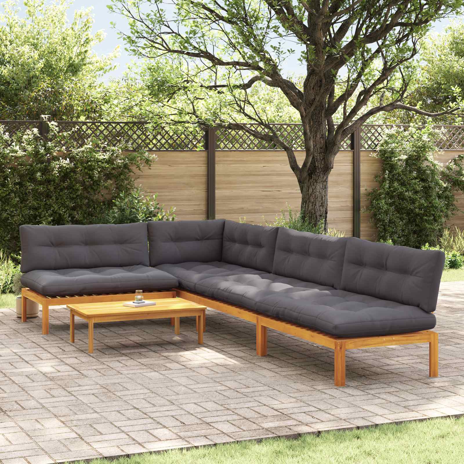 5 Stück Garten Pallet Sofa Einheiten Massivholz Akazie Natur