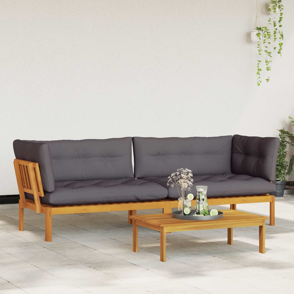 Garten Pallet Sofa Einheiten 2 Stück Natürlich und Dunkelgrau