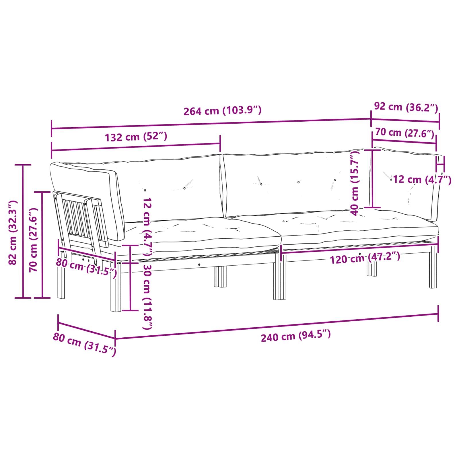 Garten Pallet Sofa Einheiten 2 Stück Natürlich und Dunkelgrau