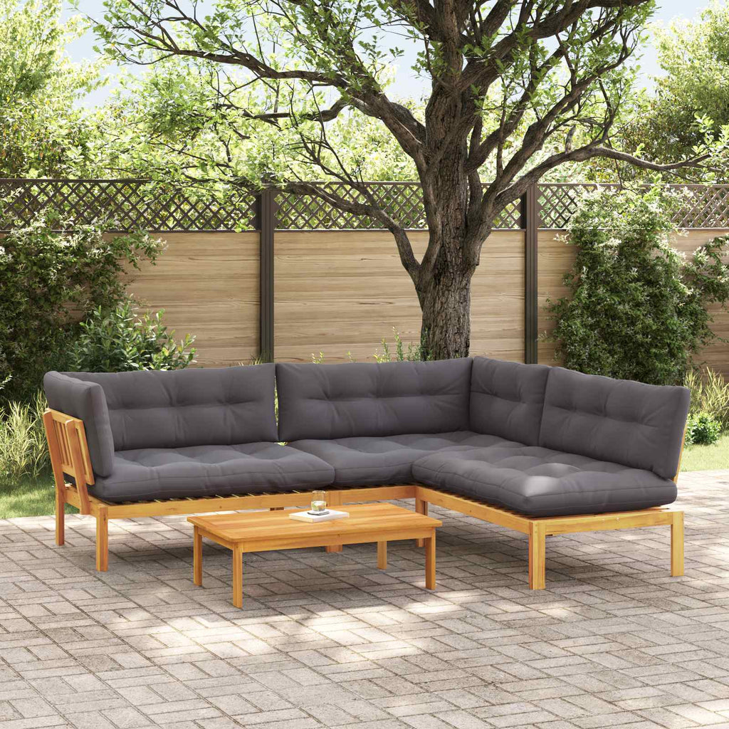 4 Stück Garten Pallet Sofa Einheiten Massivholz Akazie Natur