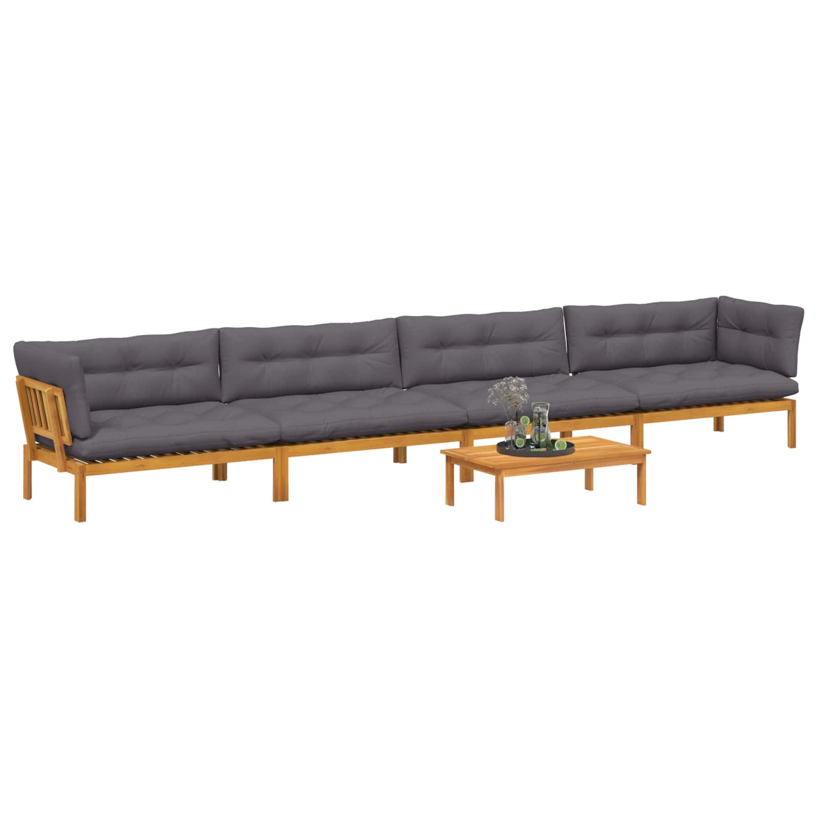 5 Stück Garten Pallet Sofa Einheiten Massivholz Akazie Natur