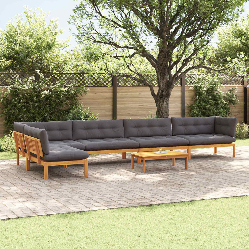 6 Stück Garten Pallet Sofa Einheiten Massivholz Akazie Natur