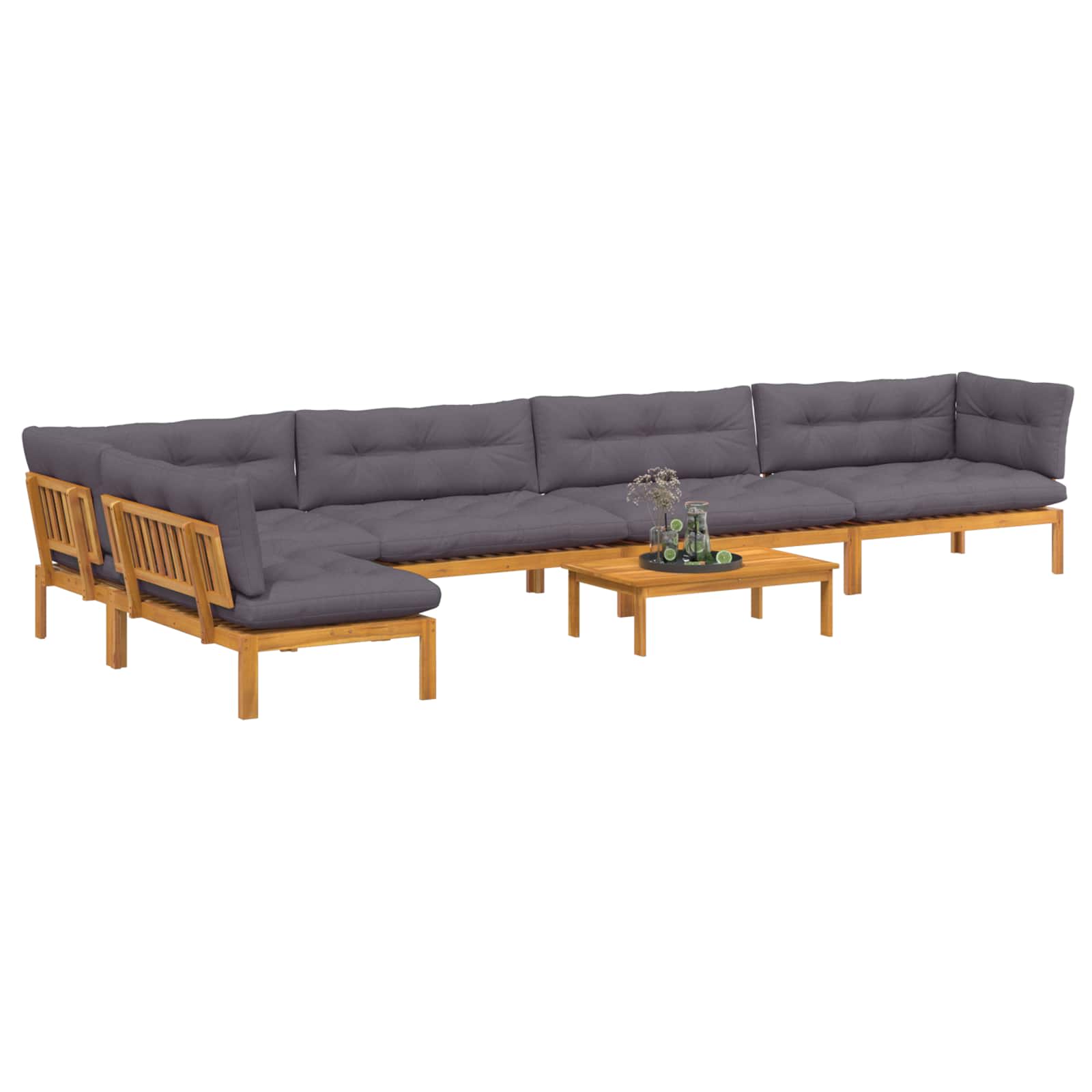 6 Stück Garten Pallet Sofa Einheiten Massivholz Akazie Natur