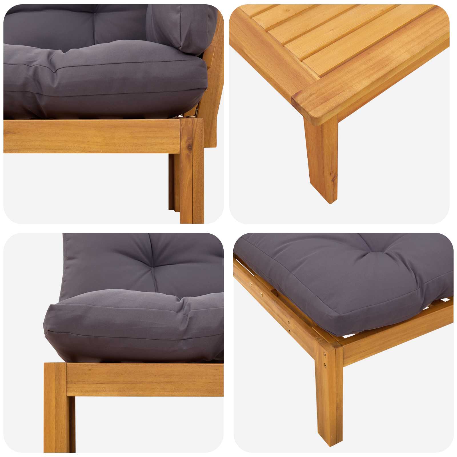 6 Stück Garten Pallet Sofa Einheiten Massivholz Akazie Natur