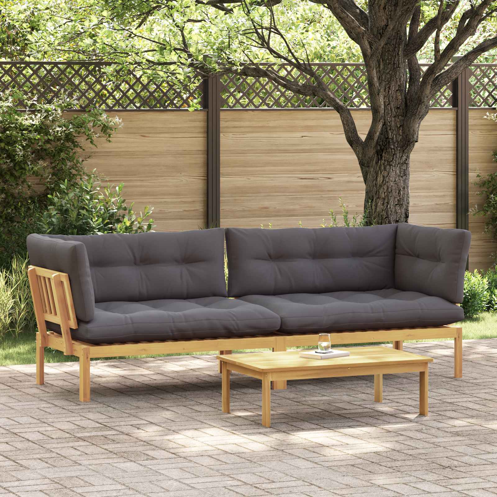 Garten Pallet Sofa Einheiten 2 Stück Hellbraun und Dunkelgrau