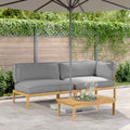 Sofa Set mit Kissen Uni 3 pcs Grau Massivholz Akazie