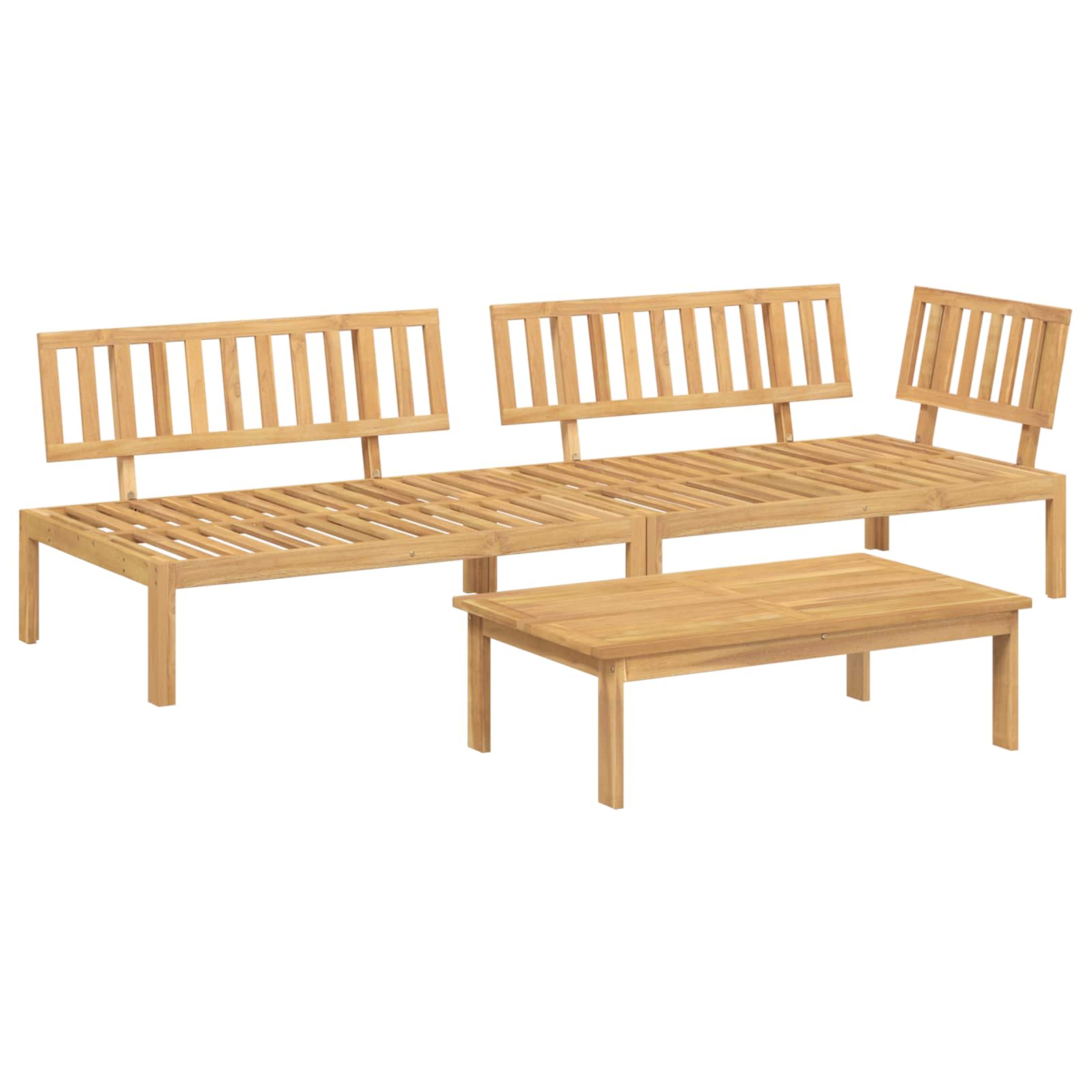 Sofa Set mit Kissen Uni 3 pcs Grau Massivholz Akazie