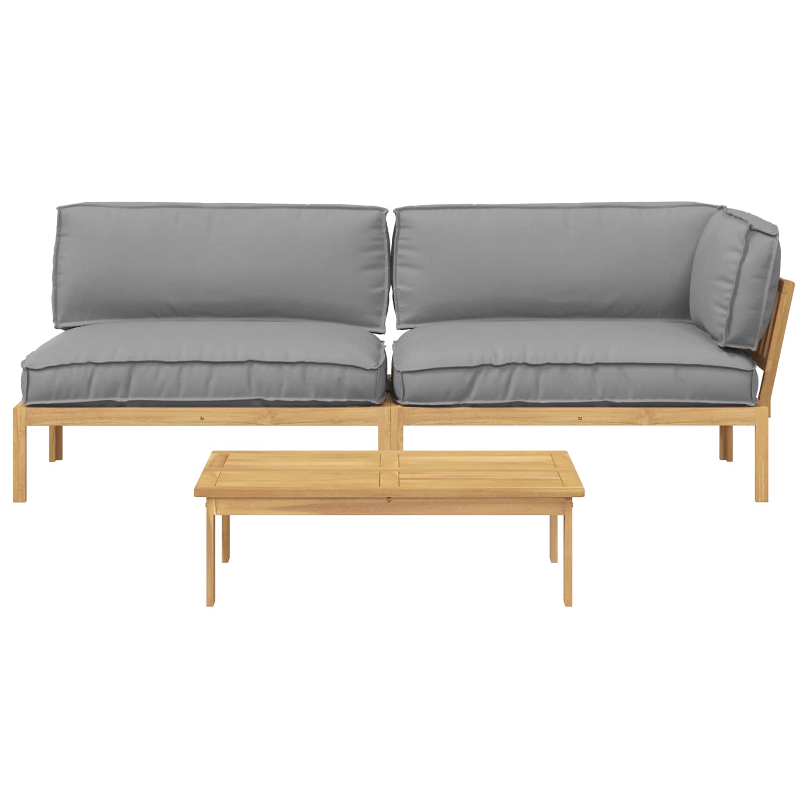 Sofa Set mit Kissen Uni 3 pcs Grau Massivholz Akazie