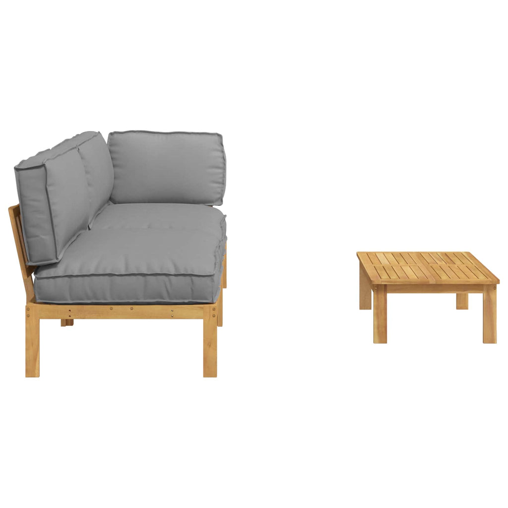 Sofa Set mit Kissen Uni 3 pcs Grau Massivholz Akazie
