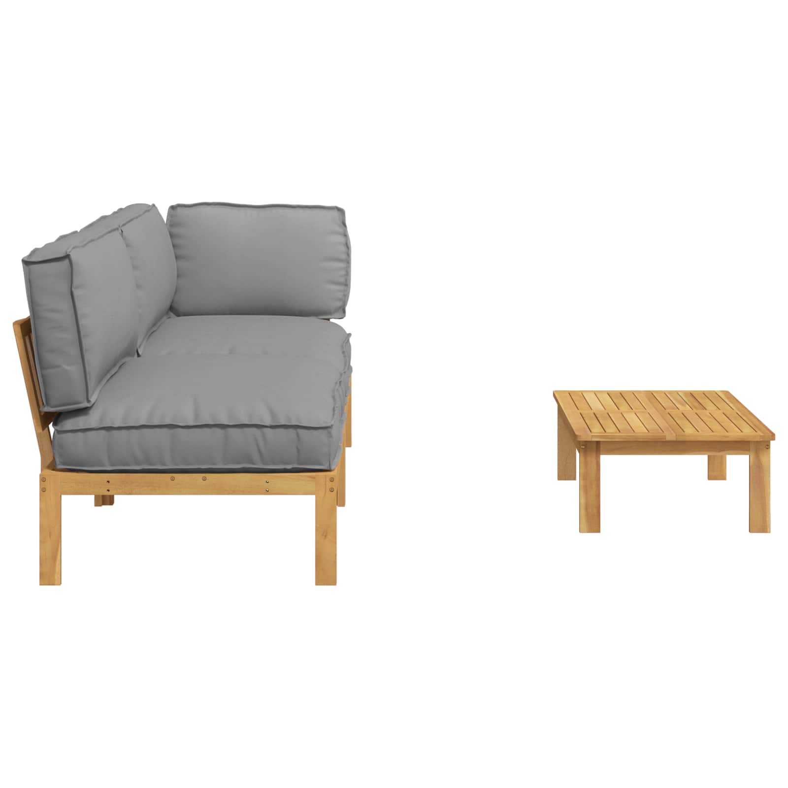Sofa Set mit Kissen Uni 3 pcs Grau Massivholz Akazie