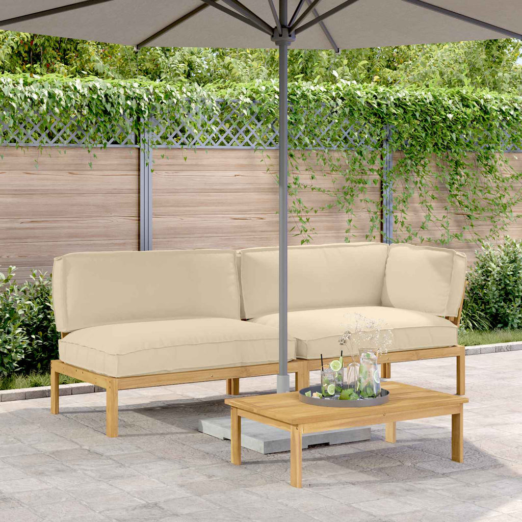 Sofa Set mit Kissen Uni 3 pcs Beige Massivholz Akazie
