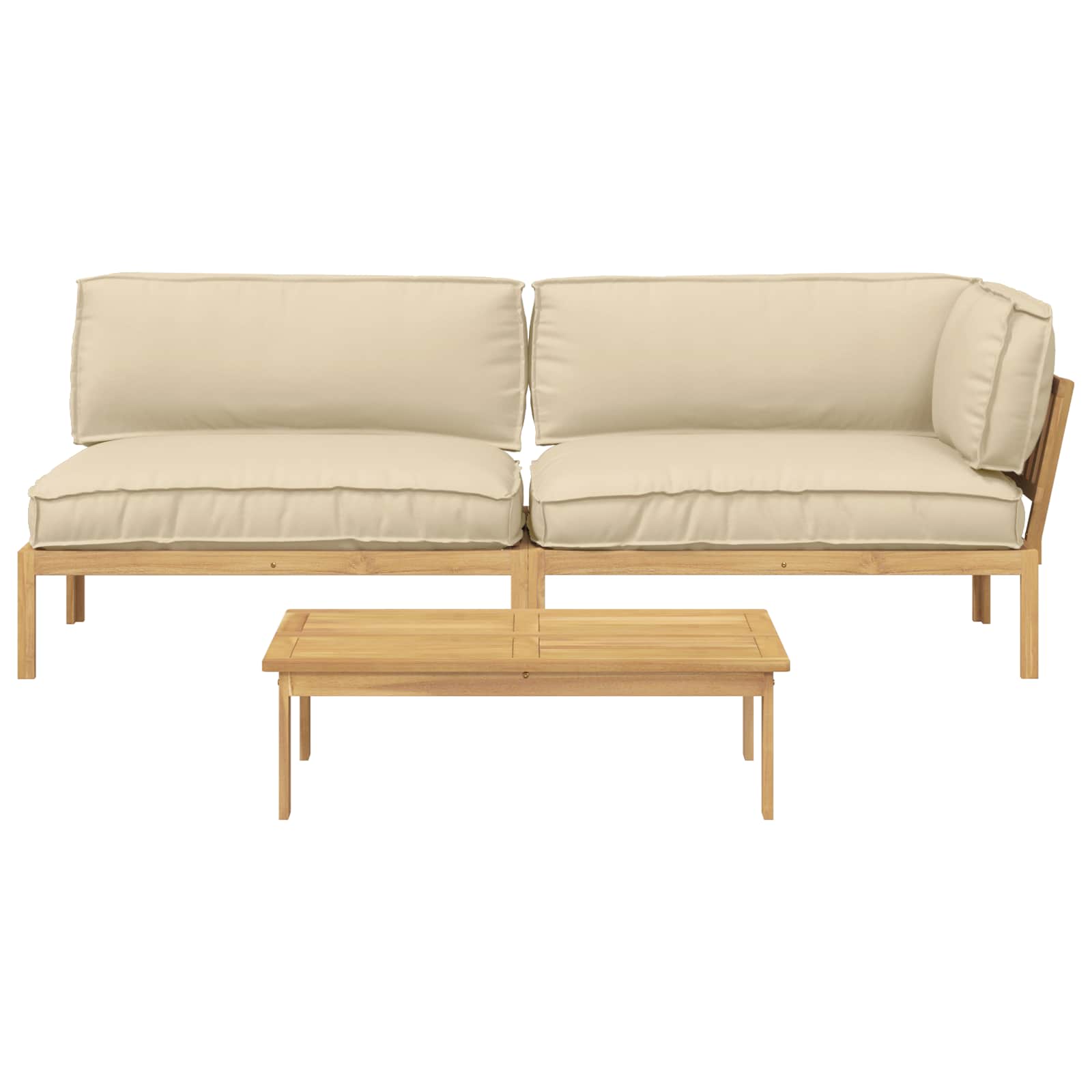 Sofa Set mit Kissen Uni 3 pcs Beige Massivholz Akazie