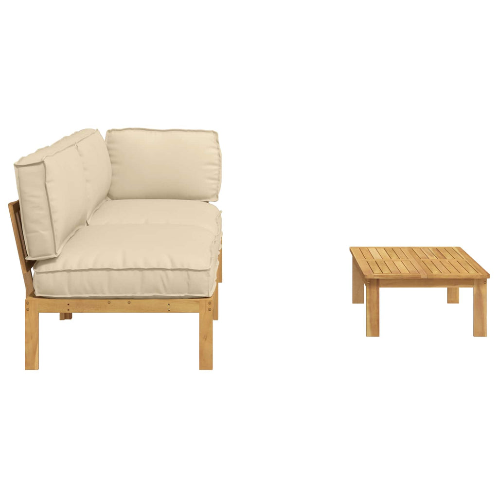 Sofa Set mit Kissen Uni 3 pcs Beige Massivholz Akazie
