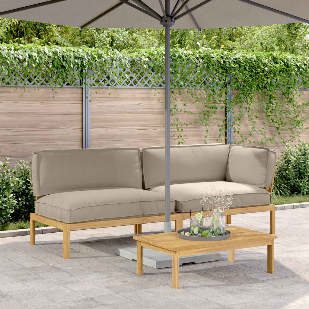 Sofa Set mit Kissen Uni 3 pcs Taupe Massivholz Akazie