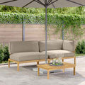 Sofa Set mit Kissen Uni 3 pcs Taupe Massivholz Akazie