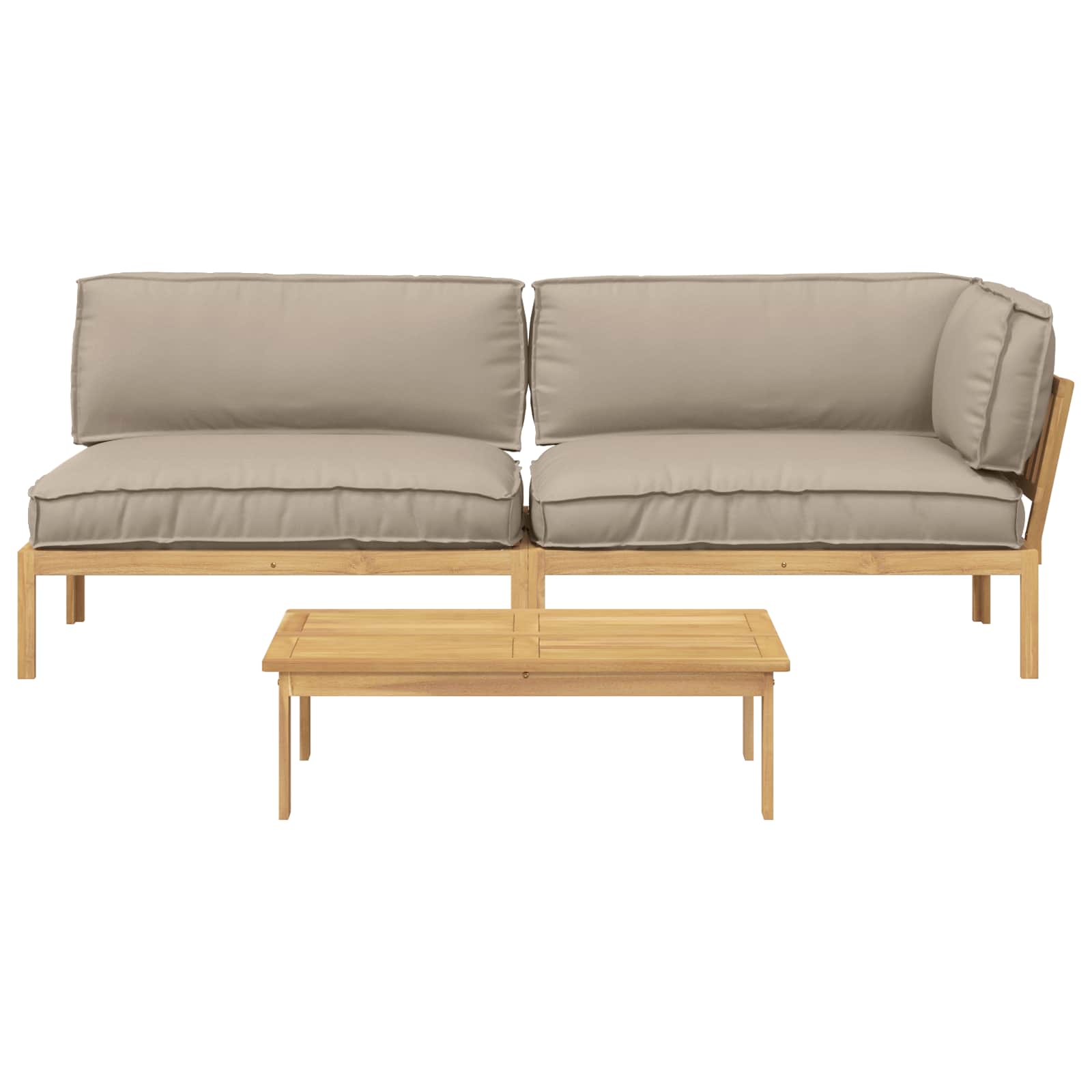 Sofa Set mit Kissen Uni 3 pcs Taupe Massivholz Akazie