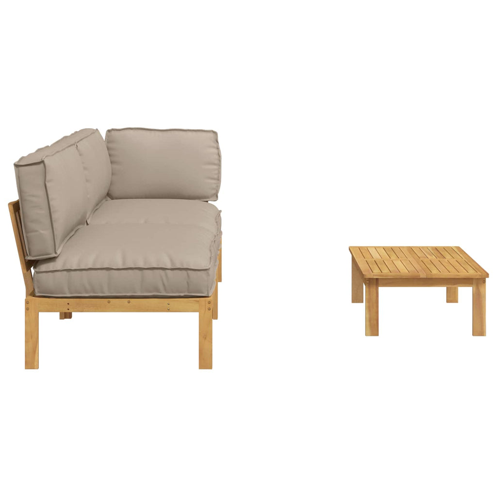 Sofa Set mit Kissen Uni 3 pcs Taupe Massivholz Akazie